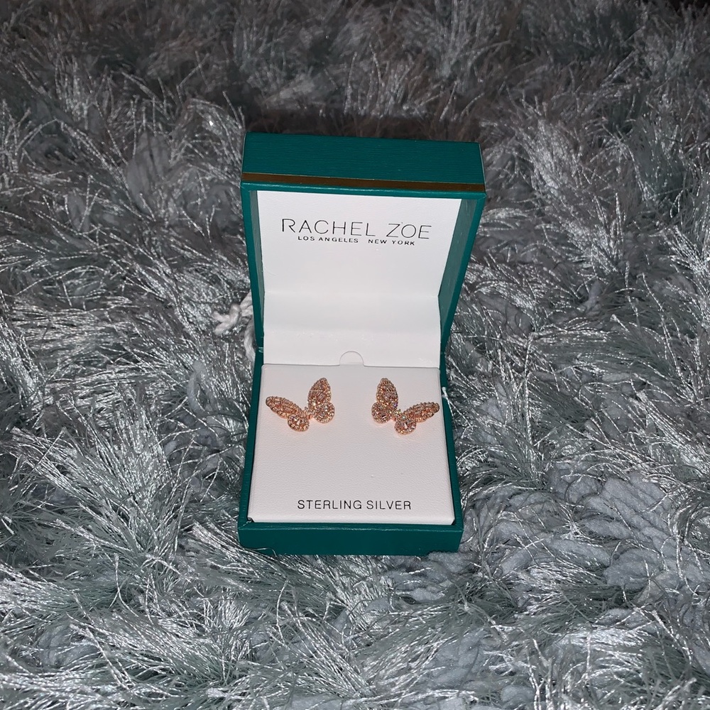 Rose Gold Diamond Accent Butterfly Earrings
